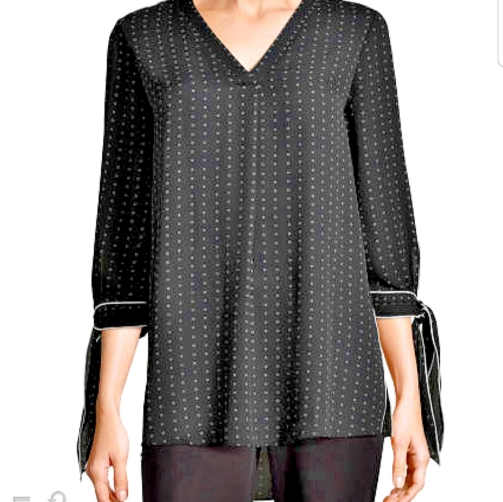 Blouse Ditsy Stripe V Neck Top